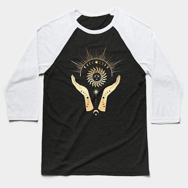 Magical Sun Tarot Sign Baseball T-Shirt by Noveltiko